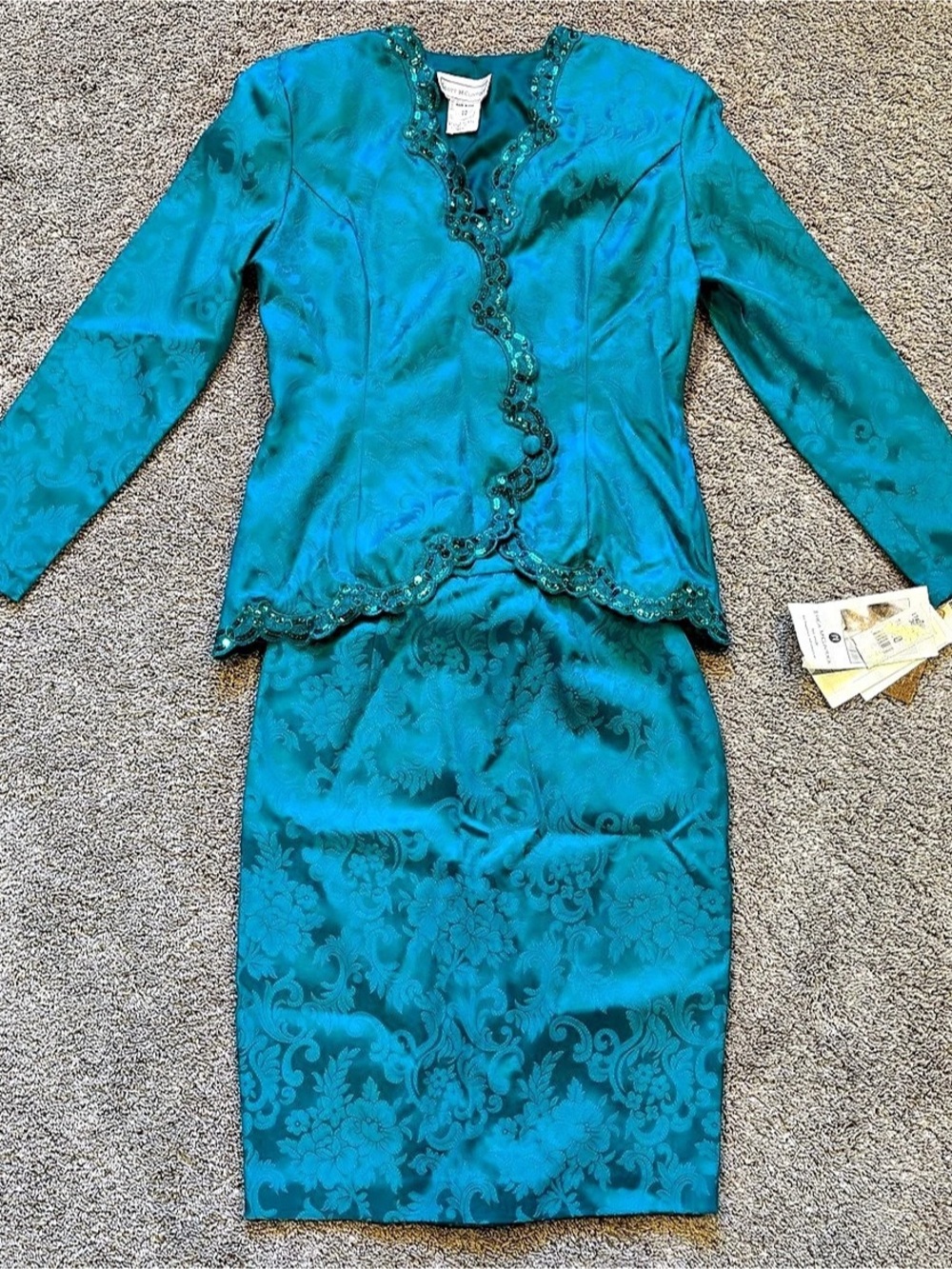 Scott McClintock Floral Brocade Skirt Set Teal Size 10 NWT